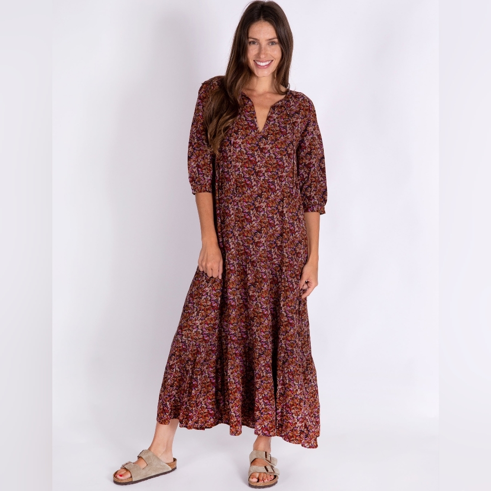 Sage V-Neck Maxi Dress - Coco Floral